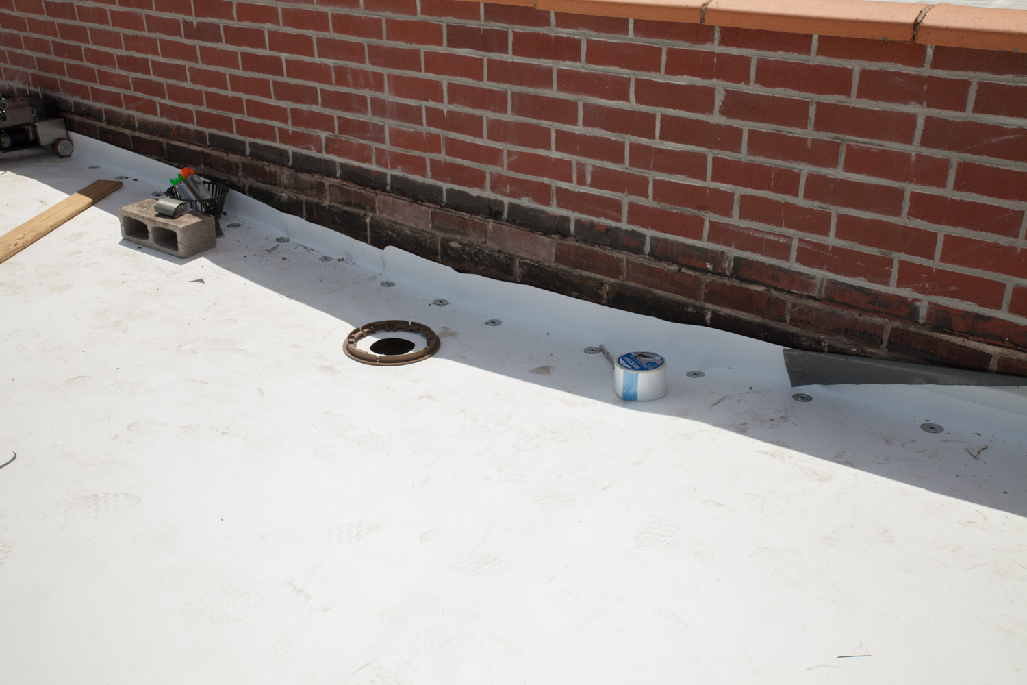 Tapered Drain at a Streamwood, IL Flat Roof Replacement